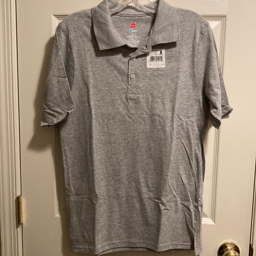 🟢 Plain Grey Women’s Button Polo Shirt (size S) NWT